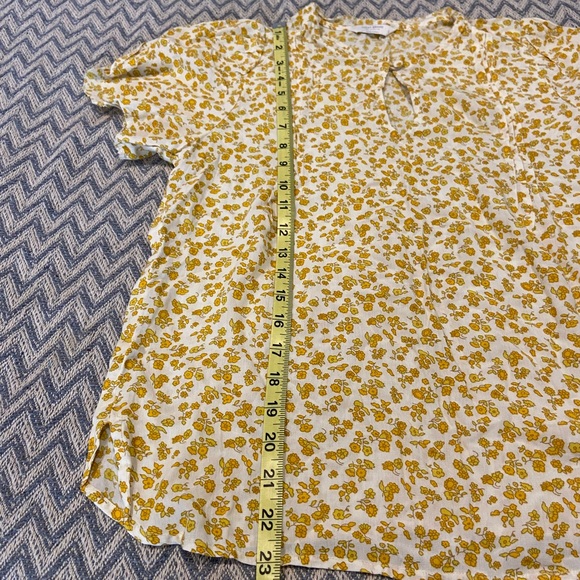 Lucky Brand Tulip Sleeve Yellow Flower Blouse Small - Picture 10 of 14